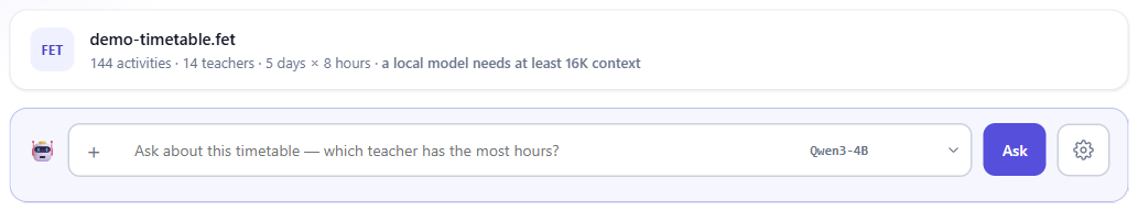 The assistant answering a question about a timetable.